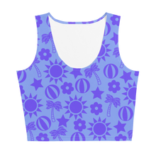 Load image into Gallery viewer, Beach, Bits and Bobs (blue) Crop Top