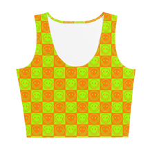 Load image into Gallery viewer, Neon Checkered Smileys Crop Top