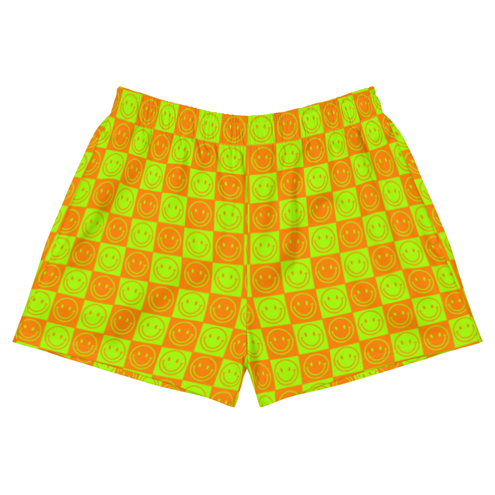 Neon Checkered Smileys Athletic Short Shorts