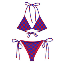 Load image into Gallery viewer, Neon Checkered Smiley string bikini
