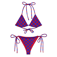 Load image into Gallery viewer, Red + Blue Checkered Smileys Bikini Set
