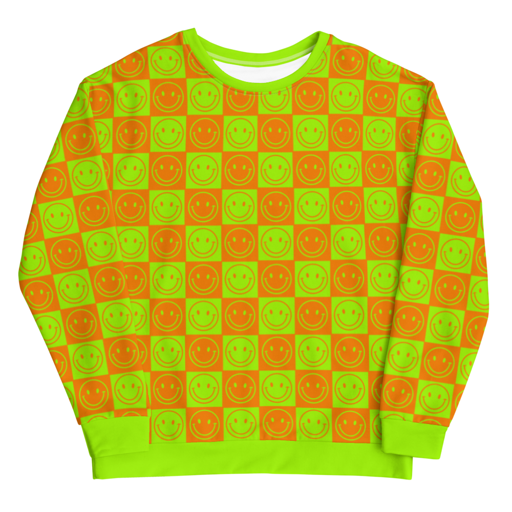 Neon Checkered Smileys Sweatshirt