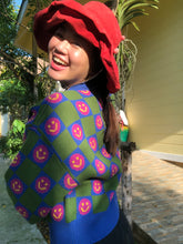 Load image into Gallery viewer, Checkered Smileys Oversized Cardigan
