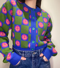 Load image into Gallery viewer, Checkered Smileys Oversized Cardigan
